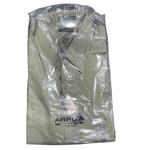 2× Arrow Men’s Long‑Sleeve Button‑Down Shirts – Tan – Size XL